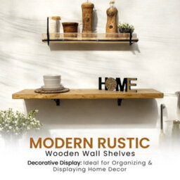 Mkgt Rustic Folding Wall Mounted Breakfast Bar Table - Solid Wood (Rustic Pine, 140 X 30Cm) - thumbnail 6