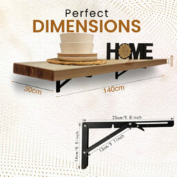 Mkgt Rustic Folding Wall Mounted Breakfast Bar Table - Solid Wood (Rustic Pine, 140 X 30Cm) - thumbnail 2