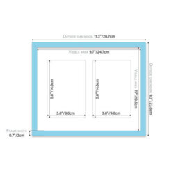 10X8 Inch 2 Opening Photo Collage Frame, Display Two 6X4 Inch Photos, Multi Aperture Family Picture Frame, Light Blue - thumbnail 4