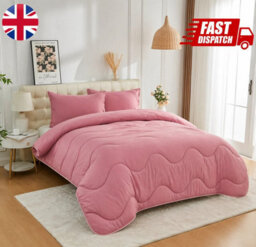 Pink Dark Pink 10.5 Tog Reversible Coverless Duvet Set With Matching Pillowcases Lightweight Microfiber Polyester Bedding - thumbnail 1