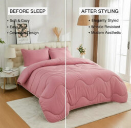 Pink Dark Pink 10.5 Tog Reversible Coverless Duvet Set With Matching Pillowcases Lightweight Microfiber Polyester Bedding - thumbnail 3