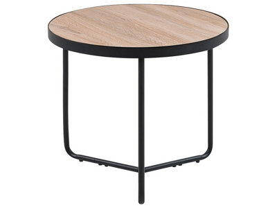 Beliani Round Coffee Table Walnut-Style Top Matte Black Legs 50 X 50 X 42 Cm - image 1