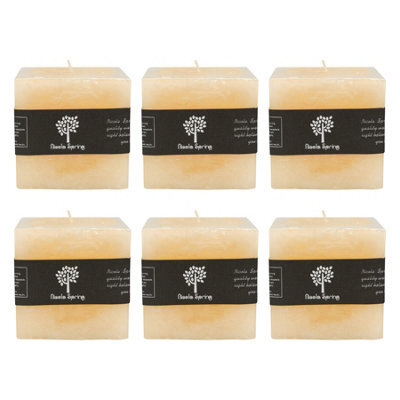 Nicola Spring Square Vanilla Pillar Candles - 120 Hours - Cream - Pack Of 6 - image 1