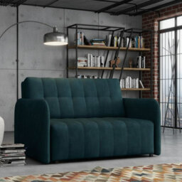 Viva Grand Ii Upholstered Sofa Bed With Wooden Legs Wooden Frame Bed Storage Freestanding Back 85X125X98Cm Turquoise