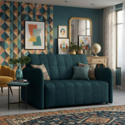 Viva Grand Ii Upholstered Sofa Bed With Wooden Legs Wooden Frame Bed Storage Freestanding Back 85X125X98Cm Turquoise - thumbnail 2