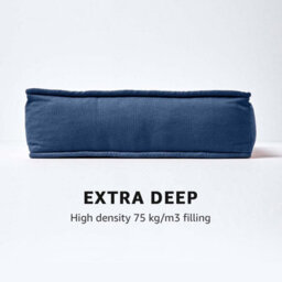 Homescapes Navy Blue Cotton Dining Chair Booster Cushion - thumbnail 5