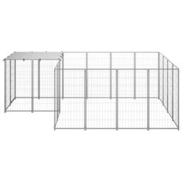 Walplus Outdoor Dog Kennel Silver 6.05 M² Steel - thumbnail 2