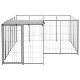 Walplus Outdoor Dog Kennel Silver 6.05 M² Steel - thumbnail 3