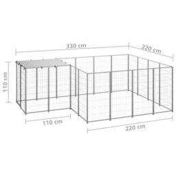 Walplus Outdoor Dog Kennel Silver 6.05 M² Steel - thumbnail 6