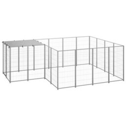 Walplus Outdoor Dog Kennel Silver 6.05 M² Steel - thumbnail 1