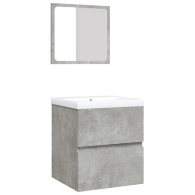 Berkfield Sturdy Bathroom Sink Cabinet With Basin And Mirror Concrete Grey - image 1