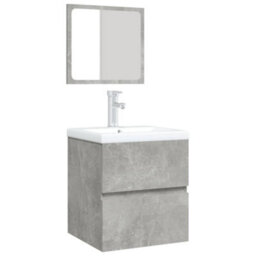 Berkfield Sturdy Bathroom Sink Cabinet With Basin And Mirror Concrete Grey - thumbnail 3