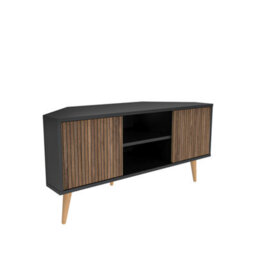 Decorotika Lesson Corner Tv Stand Tv Unit Tv Cabinet For Tvs Up To 55 Inch Black & Alina - thumbnail 6