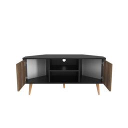 Decorotika Lesson Corner Tv Stand Tv Unit Tv Cabinet For Tvs Up To 55 Inch Black & Alina - thumbnail 5