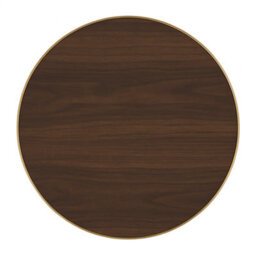 70Cm Round Walnut Bistro Table With Brushed Gold Edge & Black Round Pedestal Base - thumbnail 6