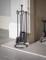 Garden Trading Filkins Traditional Fireside Wood Burner Set Wrought Iron - Includes Brush, Shovel, Tongs And Poker V2 - thumbnail 3