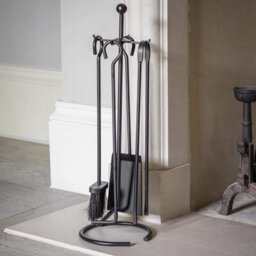 Garden Trading Filkins Traditional Fireside Wood Burner Set Wrought Iron - Includes Brush, Shovel, Tongs And Poker V2 - thumbnail 1