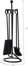 Garden Trading Filkins Traditional Fireside Wood Burner Set Wrought Iron - Includes Brush, Shovel, Tongs And Poker V2 - thumbnail 2
