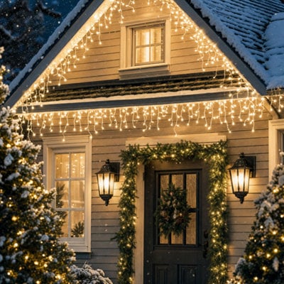 Snowtime Outdoor Christmas Lights 600 Warm White Led Icicle - image 1