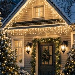 Snowtime Outdoor Christmas Lights 600  Warm White Led Icicle - thumbnail 1