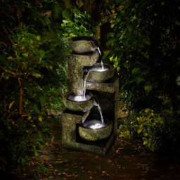 Geezy 4 Tier Water Feature Outdoor Indoor Led Fountain Waterfall Garden Decor - thumbnail 5