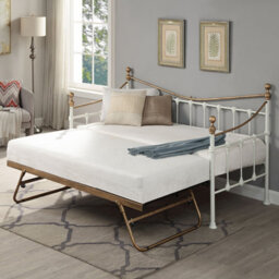 SlumberWorx Newnham Classic Victorian Style Living Room Bedroom White Metal Day Bed Frame W Trundle - thumbnail 2