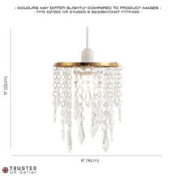 Happy Homewares Modern Waterfall Design Gold Pendant Shade With Clear Acrylic Droplets And Beads - thumbnail 7