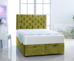 Comfy Deluxe Green  Naples Foot Lift Ottoman Bed With Memory Spring Mattress And Headboard 4.0Ft Small Double - thumbnail 1