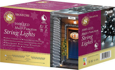 Shatchi 1000 Cool White Leds Multifunction Timer Outdoor String Fairy Lights 100M - image 1