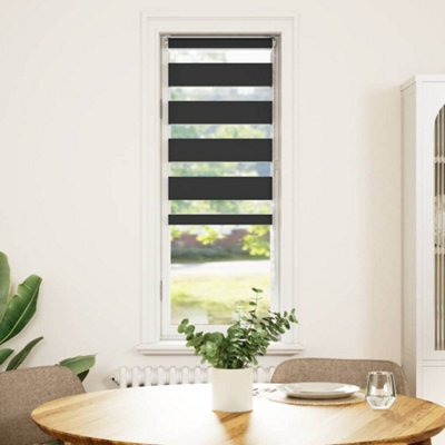 Berkfield Modern Zebra Blind Black 40X150 Cm Fabric Width 35.9 Cm Polyester