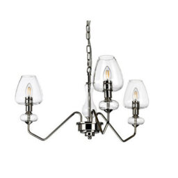 Modern 3 Bulb Ceiling Light With Polished Nickel Finish And Clear Glass Shades - thumbnail 2