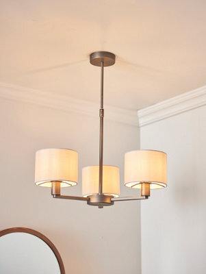 Anson Lighting Baja 3Lt Pendant Light Finished In Dark Antique Bronze Plate And Marble Fabric - image 1