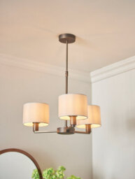 Anson Lighting Baja 3Lt Pendant Light Finished In Dark Antique Bronze Plate And Marble Fabric - thumbnail 4