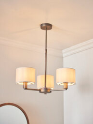 Anson Lighting Baja 3Lt Pendant Light Finished In Dark Antique Bronze Plate And Marble Fabric