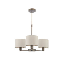 Anson Lighting Baja 3Lt Pendant Light Finished In Dark Antique Bronze Plate And Marble Fabric - thumbnail 3