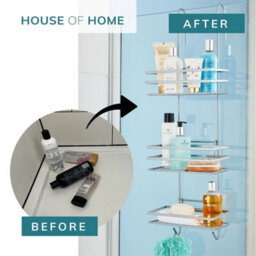 Shower Caddy 3 Tier Bathroom Storage Organiser Hanging Tidy Rack Basket Bath - thumbnail 2
