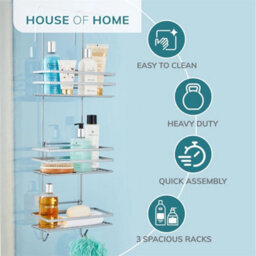 Shower Caddy 3 Tier Bathroom Storage Organiser Hanging Tidy Rack Basket Bath - thumbnail 3