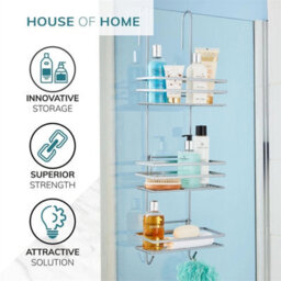 Shower Caddy 3 Tier Bathroom Storage Organiser Hanging Tidy Rack Basket Bath - thumbnail 4