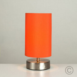 Valuelights Francis Brushed Chrome Touch Table Lamp With Orange Shade And Bulbs - thumbnail 3
