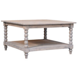 Artisan Furniture Solid Wood Barclay Acid Wash Coffee Table, Open Storage, With Legs, White - thumbnail 4