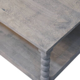 Artisan Furniture Solid Wood Barclay Acid Wash Coffee Table, Open Storage, With Legs, White - thumbnail 9
