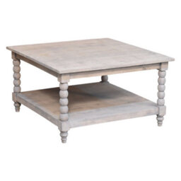 Artisan Furniture Solid Wood Barclay Acid Wash Coffee Table, Open Storage, With Legs, White - thumbnail 6