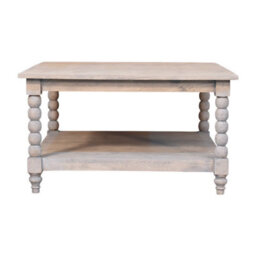 Artisan Furniture Solid Wood Barclay Acid Wash Coffee Table, Open Storage, With Legs, White - thumbnail 2