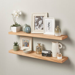 Off The Grain Oak Floating Shelf Made From Solid Oak -70Cm (L)  Wall Mounted Rustic Wooden Shelves - Pack Of 2 - thumbnail 4