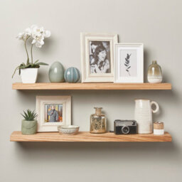 Off The Grain Oak Floating Shelf Made From Solid Oak -70Cm (L)  Wall Mounted Rustic Wooden Shelves - Pack Of 2