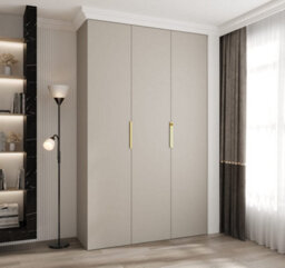 Arte Elegant Cashmere Como Iv Hinged Door Wardrobe H2460mm W1500mm D500mm, Three Doors, Eleven Shelves, Two Hanging Rails, Gold Handles - thumbnail 2