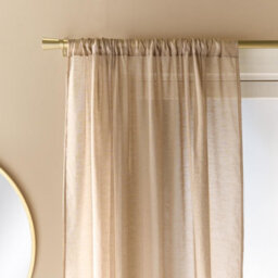 Ohs Linen Look Voile Curtains 2 Panels Net Rod Slot Top Pair - Mink - thumbnail 3