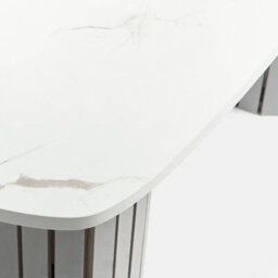 Ohs Madison Ribbed Long Coffee Table Living Room Office End Side Table - Grey/marble - thumbnail 6
