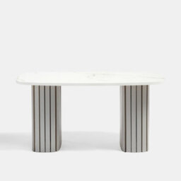 Ohs Madison Ribbed Long Coffee Table Living Room Office End Side Table - Grey/marble - thumbnail 2
