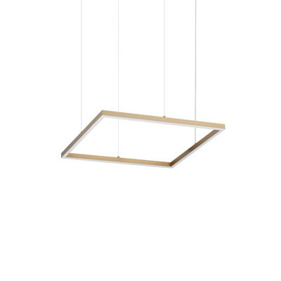 Ideal Lux Luminosa Oracle Slim Square Non Dim 3000K Round 50Cm Integrated Led Pendant Ceiling Light Brass 3050Lm - image 1